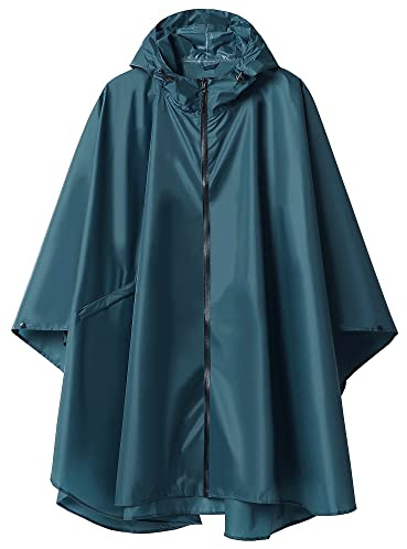 SaphiRose PONCHO Poncho Impermeable Reutilizable Adulto Unisex Chubasquero Capa de Lluvia Nieve Azul Mar