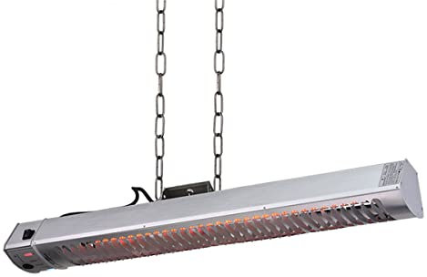 Riscaldatore da Esterno Elettrico da Esterno A Sospensione da 2800 W, Riscaldatore A Infrarossi A Soffitto Regolabile A 3 Marce IPX5 Impermeabile con Telecomando Riscaldatore,Argento