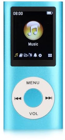 Lecteur MP3, Lecteur de Musique MP3 Portable sans Perte de Son avec écouteurs, Lecteur de Musique Numérique à écran LCD de 1,8 Pouces, Prise en Charge jusqu'à 64 Go (Bleu)