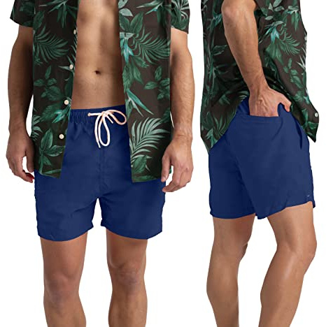 westAce Badbyxor för män brädshorts 100 % polyester snabbtorkande varm sommar strand surfing pool viktiga helgbadkläder svart blå orange badshorts för män S-XXL, Marinblått Xsp, XL