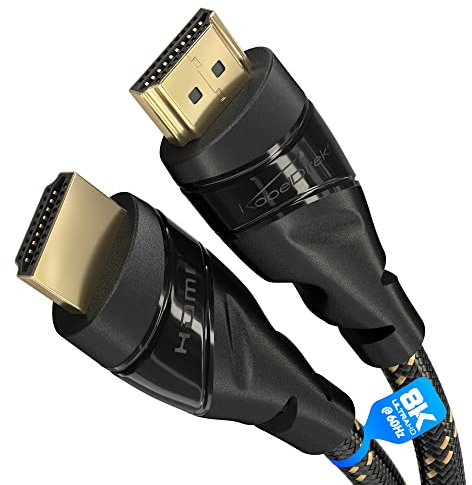 KabelDirekt – 8K/4K HDMI-Kabel – 1m – 8K@60Hz (Extra-Kupfer für schnelles Ultra HD, Nylon-Mantel, 4K@120Hz/8K@60Hz – High Speed HDMI mit Ethernet, Blu-ray/PS5/Xbox Series X/Switch, schwarz)