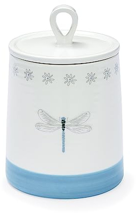 Cooksmart English Meadows Ceramic Tea Coffee Sugar Kitchen Canister Jar | British Designed, Airtight Lid, Food Storage, Durable Ceramic, Kitchen Organisation, Easy Clean, Countertop Use, Daily