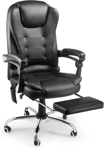YODOLLA Chaise de Bureau Ergonomique avec Repose-Pieds - Fauteuil de Travail Confiable et Confortable - Dossier Soutien Lombaire - Pivotante et Réglable - Noir