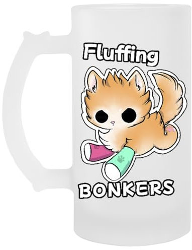 Fluffing Bonkers Bicchiere Da Birra In Vetro Trasparente Con Manico
