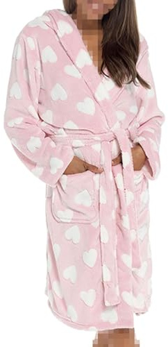 A2Z Dam Lyxig Fleecemorgonrock Med Hjärtmönster Morgonrock - Robe 133 Pink 16-18