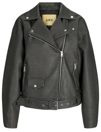 JJXX Jack&Jones Damen JXFRIDA Washed PU JKT OTW Biker-Jacke, Black/Detail:RUB Off, M