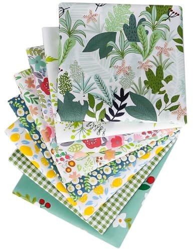 Wisafory 8 Stück Baumwollstoff Meterware Blumenmuster Stoffpaket Patchwork Quilten Dekostoff zum nähen Bedruckte Baumwoll Stoff Stoffreste Baumwolltuch für DIY Nähen Basteln 50 * 40cm