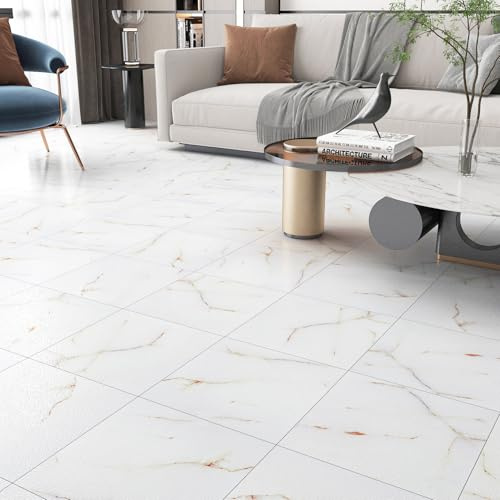 FunStick 30X30CM 30 Losetas Autoadhesivas Suelo Blanco Efecto Mármol Vinilo Adhesivo para Suelo Habitacion Cocina Baldosas Adhesivas Suelos Vinilicos Autoadhesivos para Baño Cocina Blanco Mármol