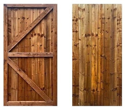 Beds Planet Garden Gate, Pedestrian Wooden Gate Pressure Treated, Wooden Feather Edge Garden Door 6ft Height 2 Feet Width 2 inches Depth (180cm High x 90cm Wide x 6cm Deep)