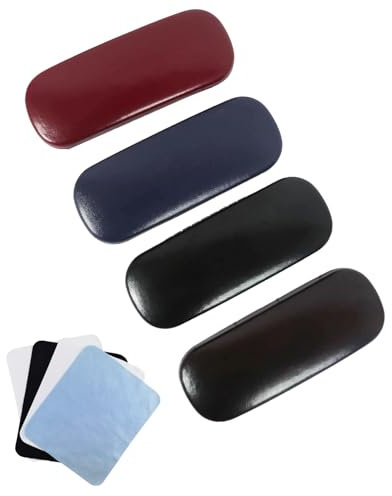4 Stück Brillenetui Hardcase, Brillentasche mit Brillenputztuch,Hartschalen-Brillenetui für Brillen und Sonnenbrillen,Geeignet für Damen,Herren (Color 2)