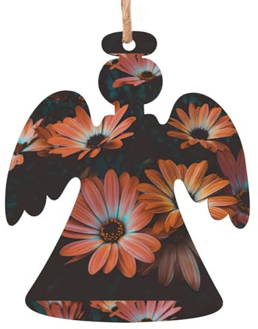 Zhuanyun Orange Chrysantheme Druck Weihnachten Holz Ornamente Festliche Dekorationen für eine angenehme Weihnachtszeit