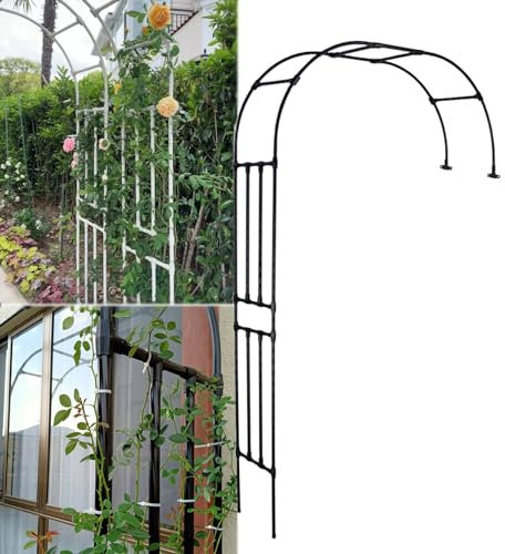 Treillis d'arche de jardin en métal pour plantes grimpantes, tonnelle en acier résistant aux intempéries pour roses et légumes, pergola avec revêtement en plastique