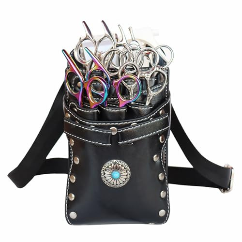 per Parrucchiere, Borsa per Forbici da Barbiere in Pelle PU a 7 Scomparti, Porta Cesoie, Organizer Staccabile per Taglio Capelli per Pettini, Tagliacapelli e Flaconi