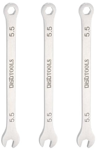 QUARKZMAN 3pz Chiave a Combinazione Sottile Metrica 5.5mm 6 Punti Terminata a Scatola 15 Gradi Offset Estremità Aperta Acciaio Inossidabile, Tono Argento