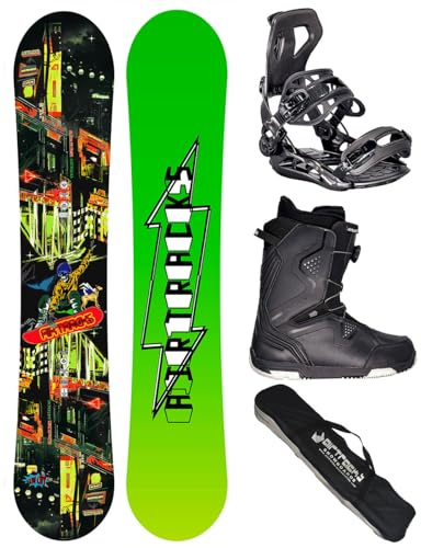 Airtracks Kit de snowboard Wide Fun City Freestyle Freeride 160 - Pour homme - Fixation Master - Bottes souples Strong ATOP 46 - SB Bag