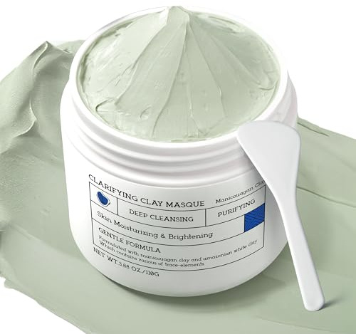 NING DERMOLOGIE Clay Mask for Face & Sensitive Skin: Triple Mud Formula Deep Cleans Pores Reduces Acne Balances Oil & Improves Texture - 3.88 Oz