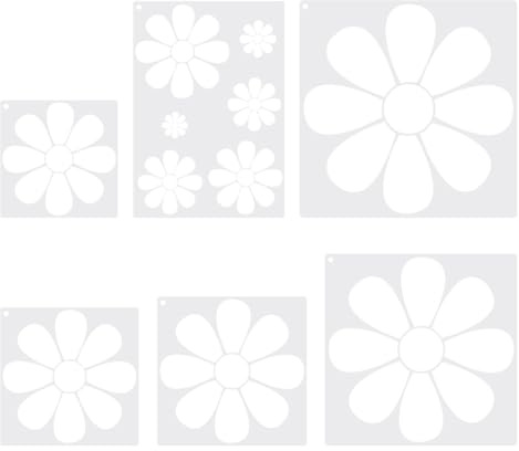 6 Stück Gänseblümchen-Schablonen, große Wandschablonen, Sprühfarbe, Muster, Malen auf Papier, niedliche Pflanzenvorlagen, Künstler, Zeichenschablone für Stoff und Holz