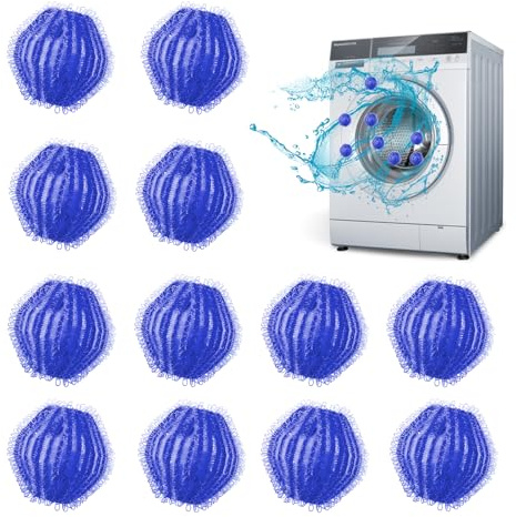 FuninCrea 12 Pcs Nylon Washing Balls, Reusable Washing Machine Lint Filters Anti-winding Floating Pet Hair Remover Washing Machines Pet Hair Catcher Balls for Laundry (03#)