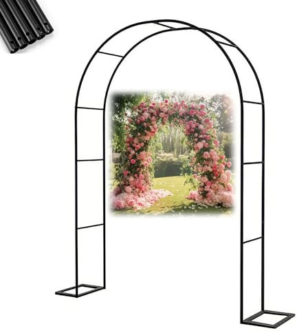 Arche de Jardin, Arceau à Rosiers en Métal, Treillis de Pergola Largeurs 80 140 200 240 300 400 cm, Tuteur Tonnelle Extérieure, Support pour Plantes Grimpantes, Décoration Mariage(L80 x H200 cm)