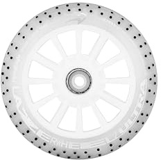 Flying Eagle LazerWheelz Ultra - Beleuchtete Inline-Skate-Räder für drinnen/draußen, 125 mm, 6er-Pack Weiß + Funke, 88A Härte, LED-Lichter für Rollschuhräder-Ersatz, Inline-Zubehör für Erwachsene