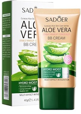 SADOER Aloe Vera BB Cream, Hydrating Coverage with Multi-Effect Integration, Natural Skin Perfecting Formula (BB Cream-Natural, 40g)