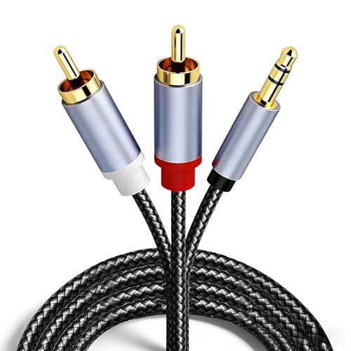 Trifletopia 2M RCA to 3.5mm Jack Audio Cable, Phono to 3.5mm Jack Stereo Aux Lead Male to Male Cord Compatible with HiFi Amplifier Speaker TV Car Stereo DJ Controller Phone (Red White)