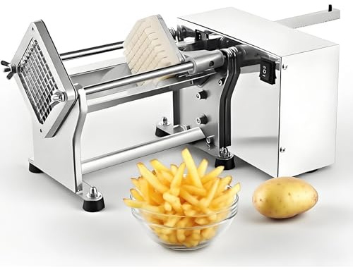 Cortador automático de patatas fritas, cortadora eléctrica de patatas fritas de 60 W con 3 cuchillas, cortadora de verduras para uso comercial y doméstico