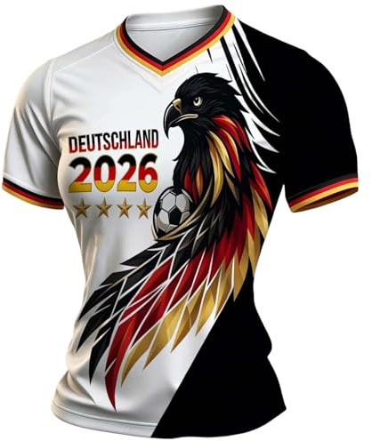 Deutschland Trikot Damen V Ausschnitt 2026 Wm Tshirt Große Größen Retro mit Adler Wm Trikot 2026 Deutschland Tshirt Fanartikel Fußball Trikot Fan Shirt Germany T-Shirt XXL XXXL