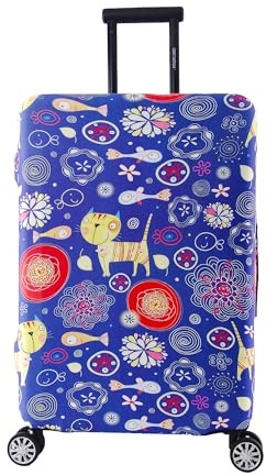 Periea Luggage Covers for Suitcases – Suitcase Cover – Premium Elasticated Material – Small, Medium, Large or Extra Large (Medium, Purple Cats)