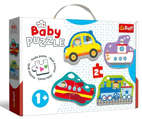 Trefl - Puzzle Baby Classic Fahrzeuge, Transport, von 2 bis 5 Teile, 2+ | Puzzles für Kleinkinder, 4 große Puzzles, Formpuzzles für die Kleinsten, Märchenfiguren, hohe Qualität