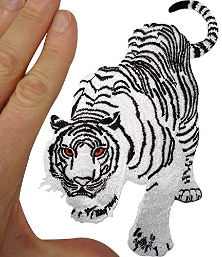 Weißer Tiger Aufnäher zum Aufbügeln oder Aufnähen, Tier, Katze, Löwe, Panther, bestickt