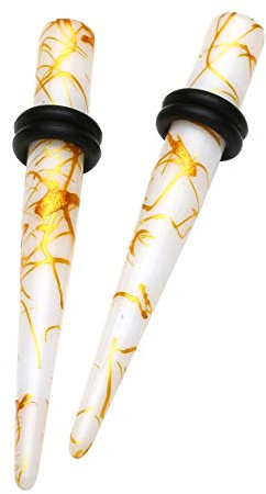 PiercingJak Acryl Dehnstäbe Ohr Taper Expander Dehnungsstab Dehnstab Ohrpiercing Stab 1.6-20mm Punk Schmuck für Unisex, Weiß Gold
