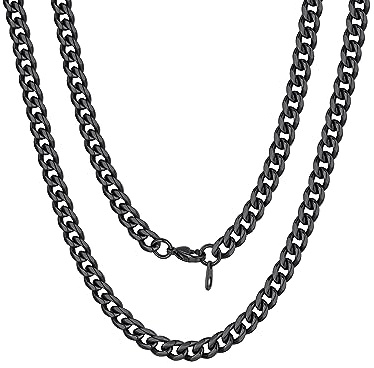 FOCALOOK Kette Herren Damen Edelstahl 3MM / 6MM / 9MM / 12MM Breite Panzerkette Halskette Schmuck Kettenlänge 35CM / 45CM / 50CM / 55CM / 60CM / 65CM / 70CM / 75CM
