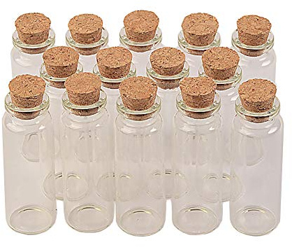 Jarvials 100pcs 15ml Bouteille en verre Transparent avec Bouchon en Liège Diamètre 22mm (15ml)