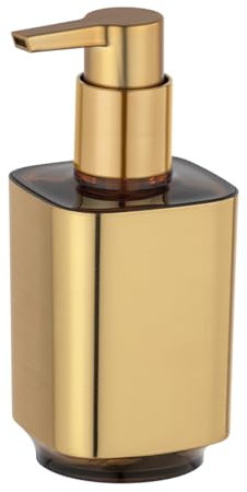 WENKO Seifenspender Auron Gold, nachfüllbarer Spender für 300 ml Flüssigseife oder Lotion, aus Kunststoff, für Bad und Küche