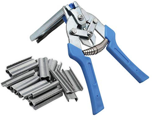 MUYIRTED 1 Pinza ad Anello e 600 Graffette, Pinza a Clip M per Uccelli a Rete, Installazione di Recinzioni (blu)