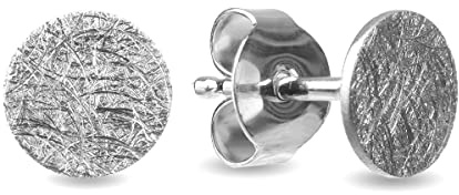Ohrstecker eismatt rund 925 Silber, Gold, Roségold & Schwarz, 4-10 mm | handgefertigt in Deutschland, nickelfrei, eismatt-flach, fürs 2. Ohrloch, ideal als Geschenk für Damen