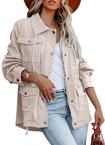 Ebifin Womens Military Anorak Jacket Zip Up Safari Utility Coat Outwear