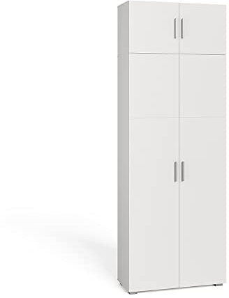 Vicco Aktenschrank Frank, Büroschrank, Weiß, 80 x 223 cm mit Schrankaufsatz