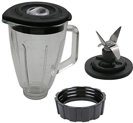 Replacment 6 Cup 48 OZ round Glass Blender Pitcher&Container 5cup Replaces jar with cross blade for hamilton beach blender (6-Cup Glass Jar)