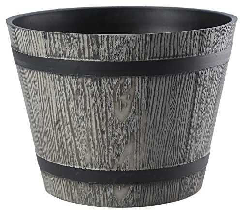 VERDENIA Madera Blumentopf Leichter Blumenkübel Balkonblumentopf Dekorativer Topf für Pflanzen für Innen und Außenbereich Pflanztopf aus Kunststoff 40cm 21574 Dunkelgrau
