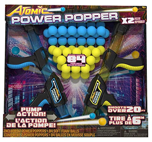 ESSENTIAL PRODUCTS Atomic Power Popper 2 Gun Pack with 84 Soft Foam Balls - Indoor or Outdoor Game