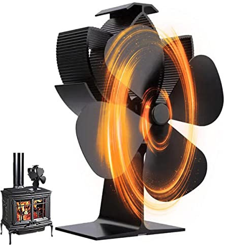 scosao Kaminventilator mit 4 Blättern Ofenventilator Lüfter Stromlos， Wärmebetriebener Kamin Ventilator Ohne Strom Leiser Betrieb Kaminlüfter Magnetisch für Holz-/Holzbrenner/Holzöfen/Kaminöfen
