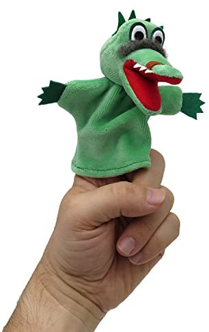 Fingerpuppe Plüsh Tierhandpuppe Handpuppe Handspielpuppe Drachen Dagobert 12 cm, Mehrfarbig, für Kinder Jungen Mädchen Babys