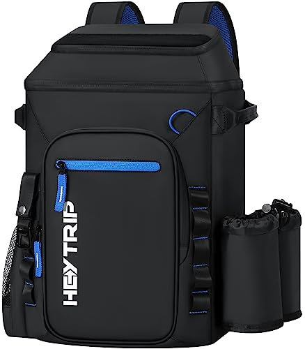 Heytrip Rucksackkühler 36/54 Dosen Isolierte wasserdichte Kühltasche für 20 Stunden Kältehaltung, auslaufsicherer Kühler und Multi-Fächer (Schwarz - 36 Dosen mit 2 Beuteln)