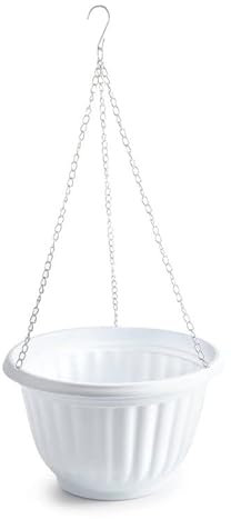 CABLEPELADO Macetero Colgante de Plástico - Canasta para Plantas con Diámetro Superior de 25 cm - Jardinera Suspendida (Blanco)