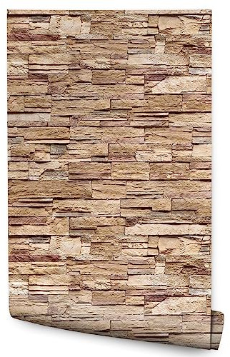 Muralo Türfolie Steinoptik Ziegel selbstklebend Klebefolie - 50x1000 cm | Türtapete, Möbelfolie, Dekorfolie - ideal für Küche, Wohnzimmer und Schlafzimmer, im Handumdrehen angebracht