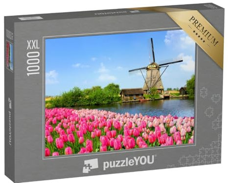Puzzle 1000 Teile XXL „Traditionelle holländische Windmühle, Niederlande“ – aus der Puzzle-Kollektion Holland