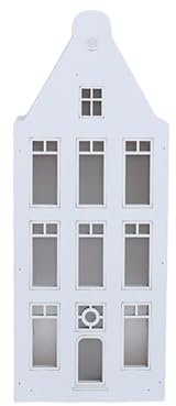 ZauberDeko Deko Haus Holz Weiß mit LED Weihnachten Fensterbank Weihnachtsdorf 20 cm, Form:B