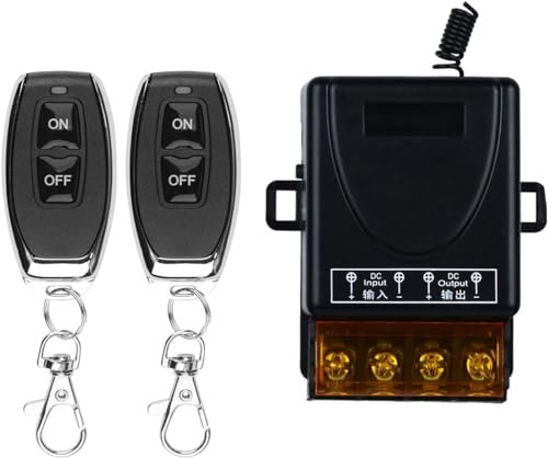 433Mhz kabellose Fernbedienung Schalter Funkschalter DC 12V 24V 48V 1-Kanal-Fernbedienungsschalter + Metall Handsender Empfängereingang Drahtloses Fernbedienungsschaltersystem (mit 2 Sender)